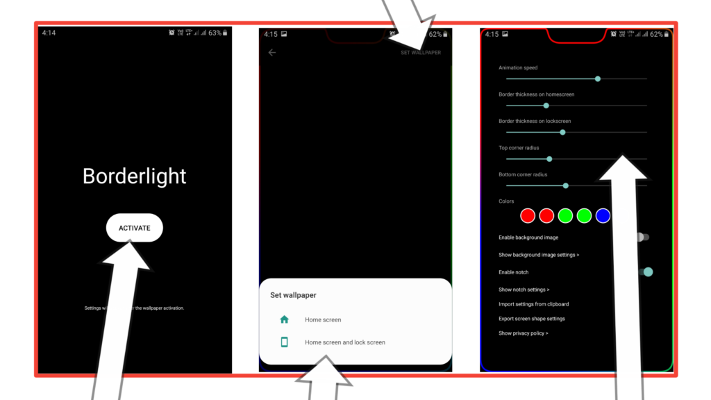 How To Set Mobile Screen Border Colors Light.